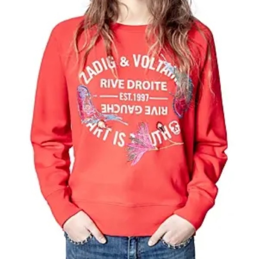 Zadig & Voltaire red graphic sweatshirt sz xs